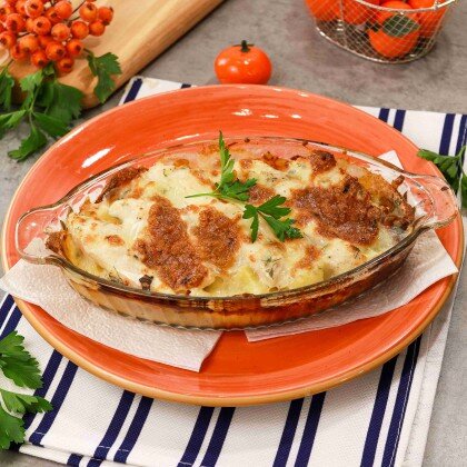 Судак запеченный с картофелем