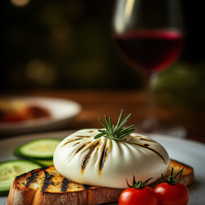 Тост с бурратой и печеными овощами