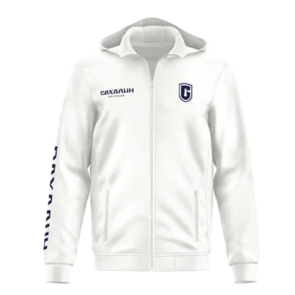 Свитшот белый на молнии с капюшоном