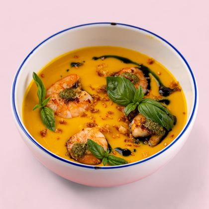 Тыквенный крем-суп с креветкой