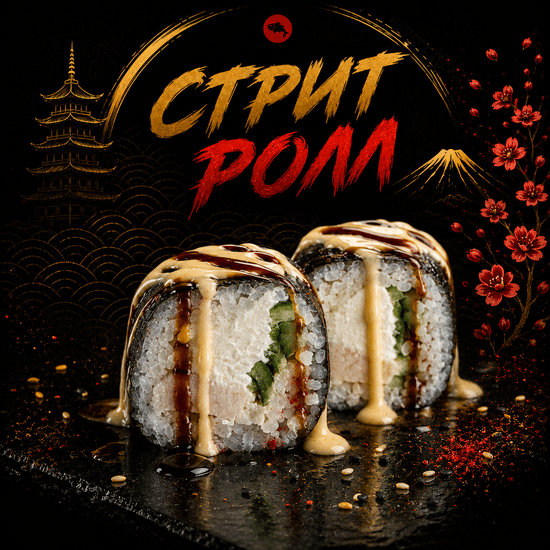 Стрит Ролл с крабом и миксом соусов