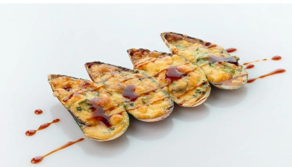 Запеченые мидии с сыром