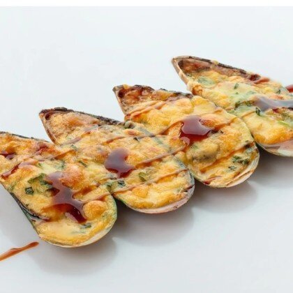 Запеченые мидии с сыром