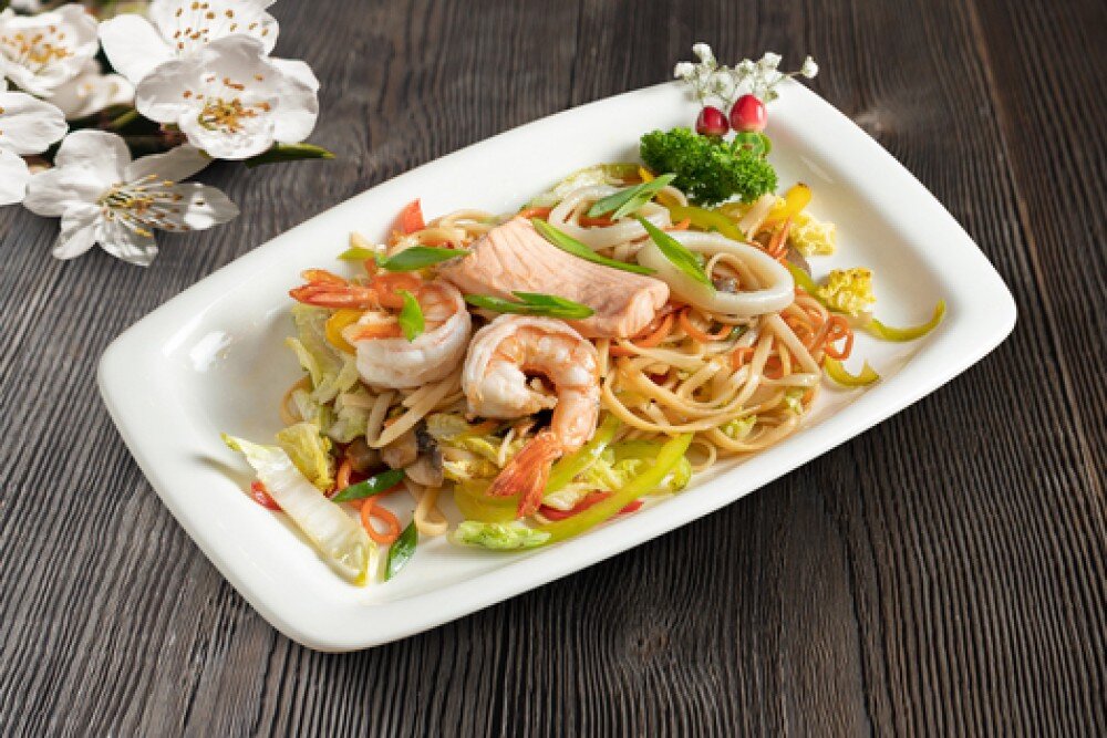 Яки удон морепродукты