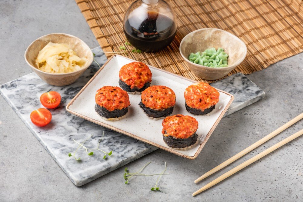 Запеченный спайси с креветкой