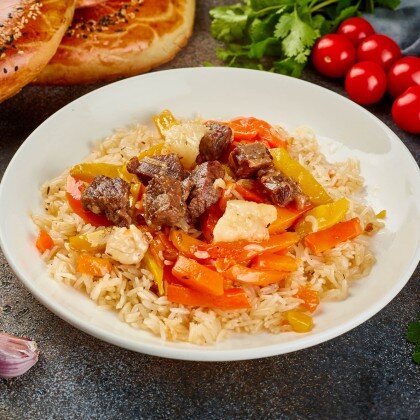 Плов по чайхански / плов с двойной порцией мясо