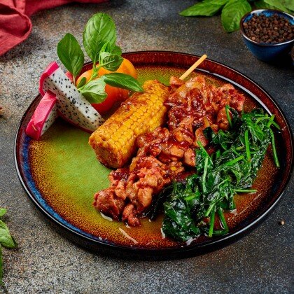 Индейка со шпинатом и кукурузой