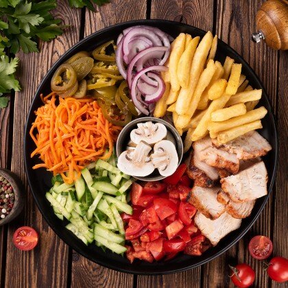 Шаверма на тарелке с грибами