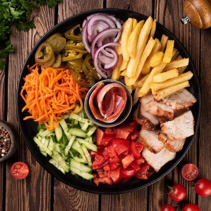 Шаверма на тарелке с беконом