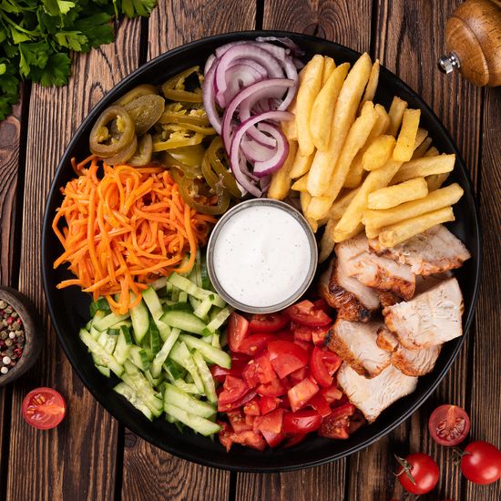 Шаверма на тарелке двойная курица