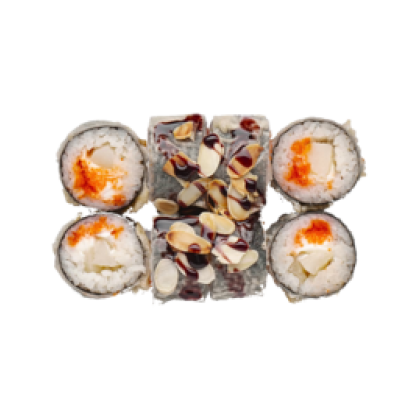 Ролл «Мидии темпура с миндалем»