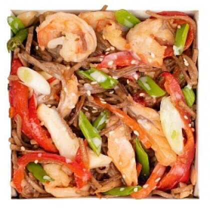 Лапша гречневая с морепродуктами