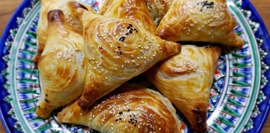 Слоёная самса с говядина картошкой