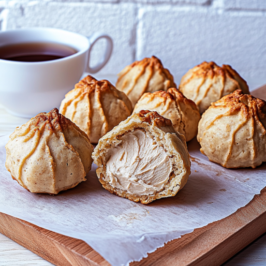 Профитроли с кремом сливки-вареная сгущёнка