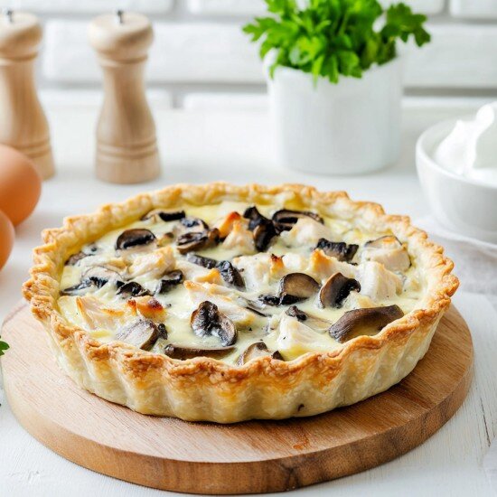 Мини-киш с курицей и грибами