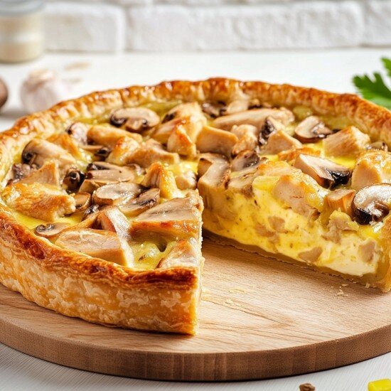 Киш с курицей и грибами
