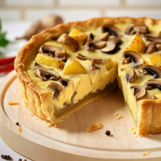 Киш с грибами и картошкой
