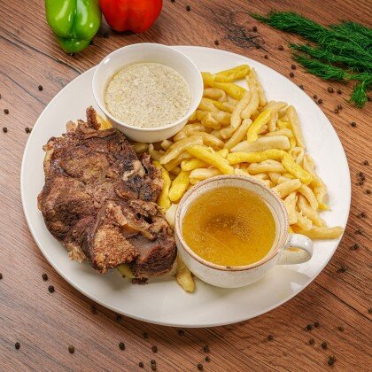 Галушки с мясом