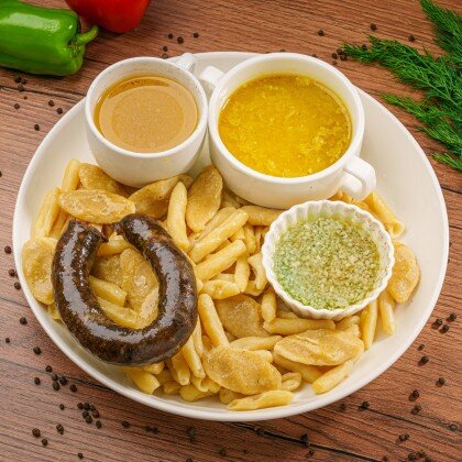 Галушки с сушеной колбасой