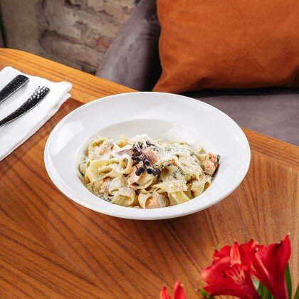 Паста с лососем и шпинатом