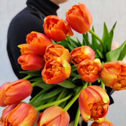 Оранжевые пионовидные