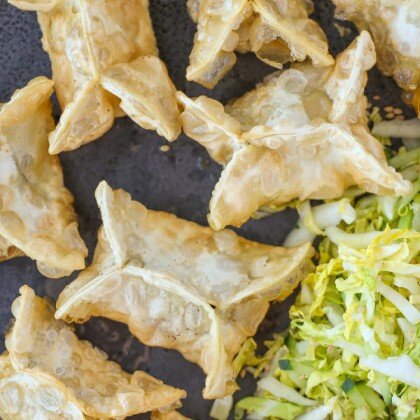 Вонтоны с томленой говядиной жареные