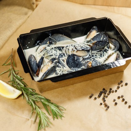 Мидии в сырном соусе