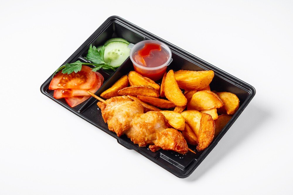 Шашлычок куриный с картофелем по-деревенски