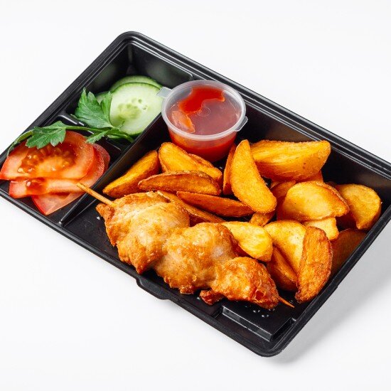 Шашлычок куриный с картофелем по-деревенски