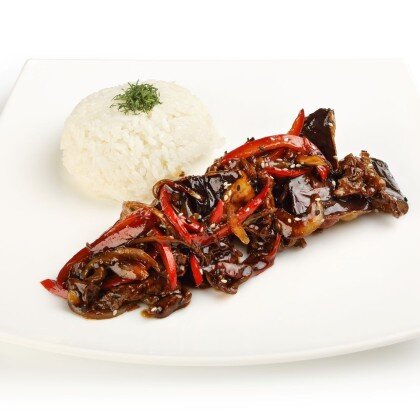 Баклажаны с курицей в соусе терияки