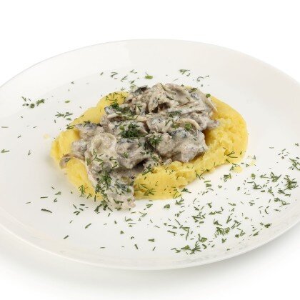 Бефстроганов куриный с карт.пюре