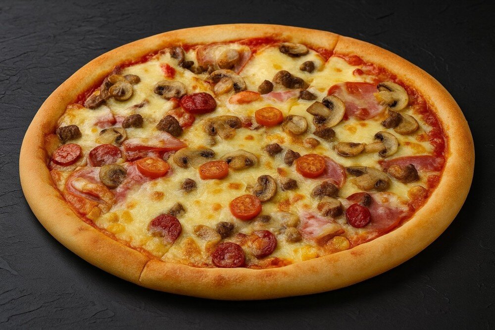 Космо-пицца "Мясное ассорти с острым соусом"