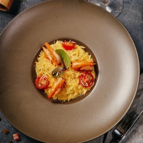 Паста "Сливочная орзо с креветками"