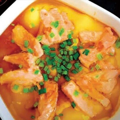 B35 Яйцо на пару с семгой 三文鱼蒸水蛋