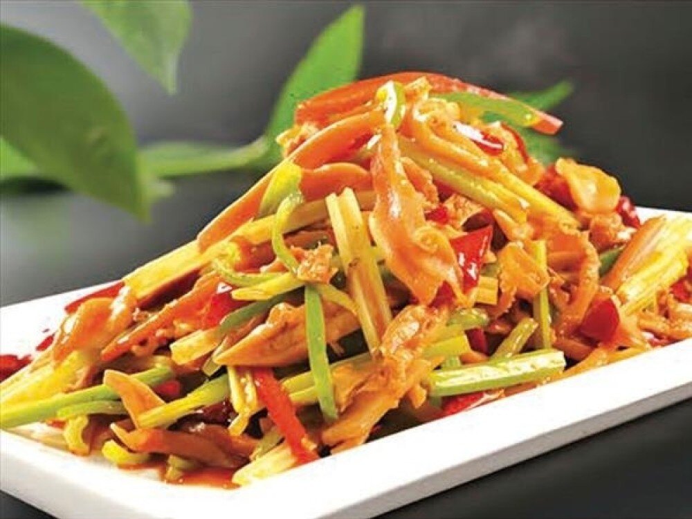 B7 Жареный свиной желудок 辣炒肚丝