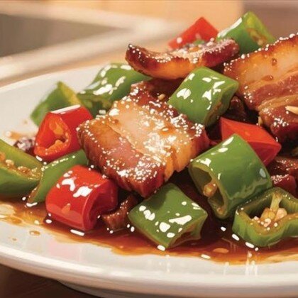 B8 Свинина с луком и острым перцем на сковородке 回锅肉