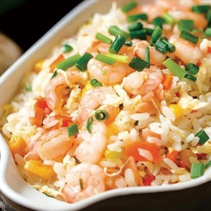 P4 Жареный рис с креветками 虾仁炒饭