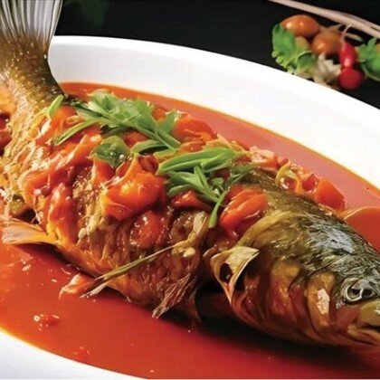 B65 Жареная рыба в остром соусе 红焖鲤鱼