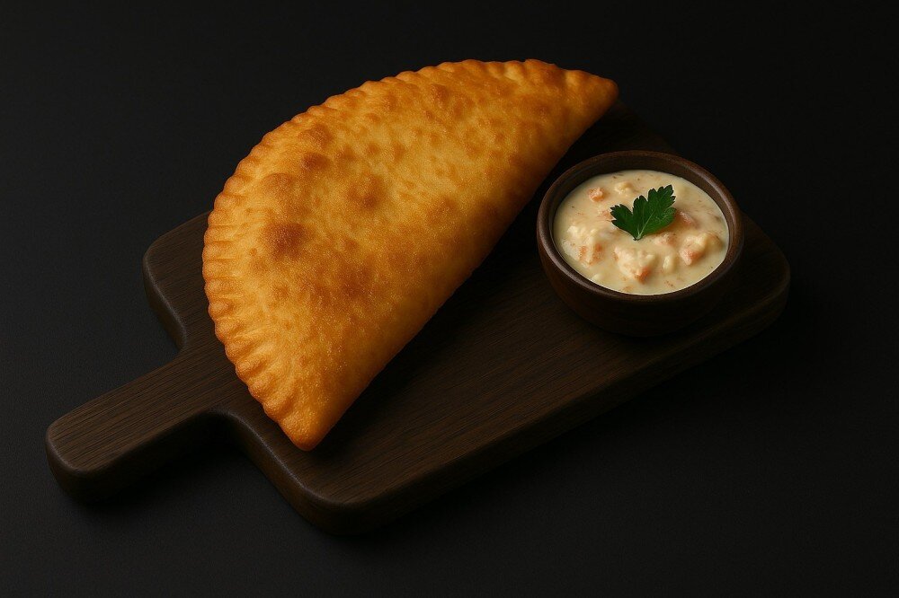 Чебурек "с сыром и креветкой"