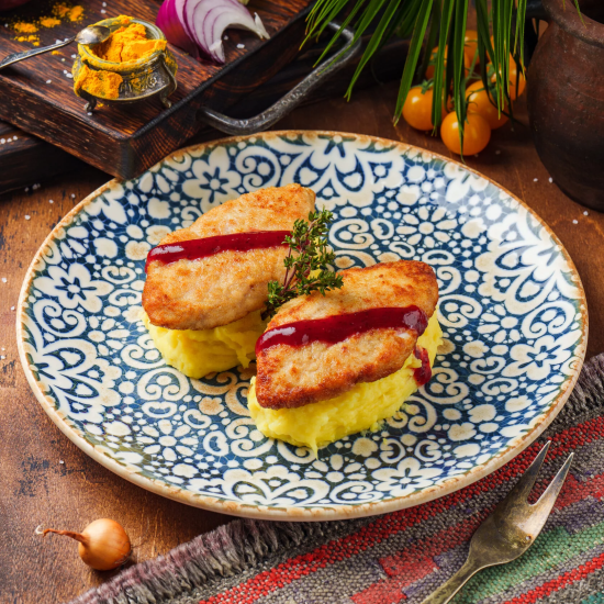 Котлеты куриные с брусничным соусом