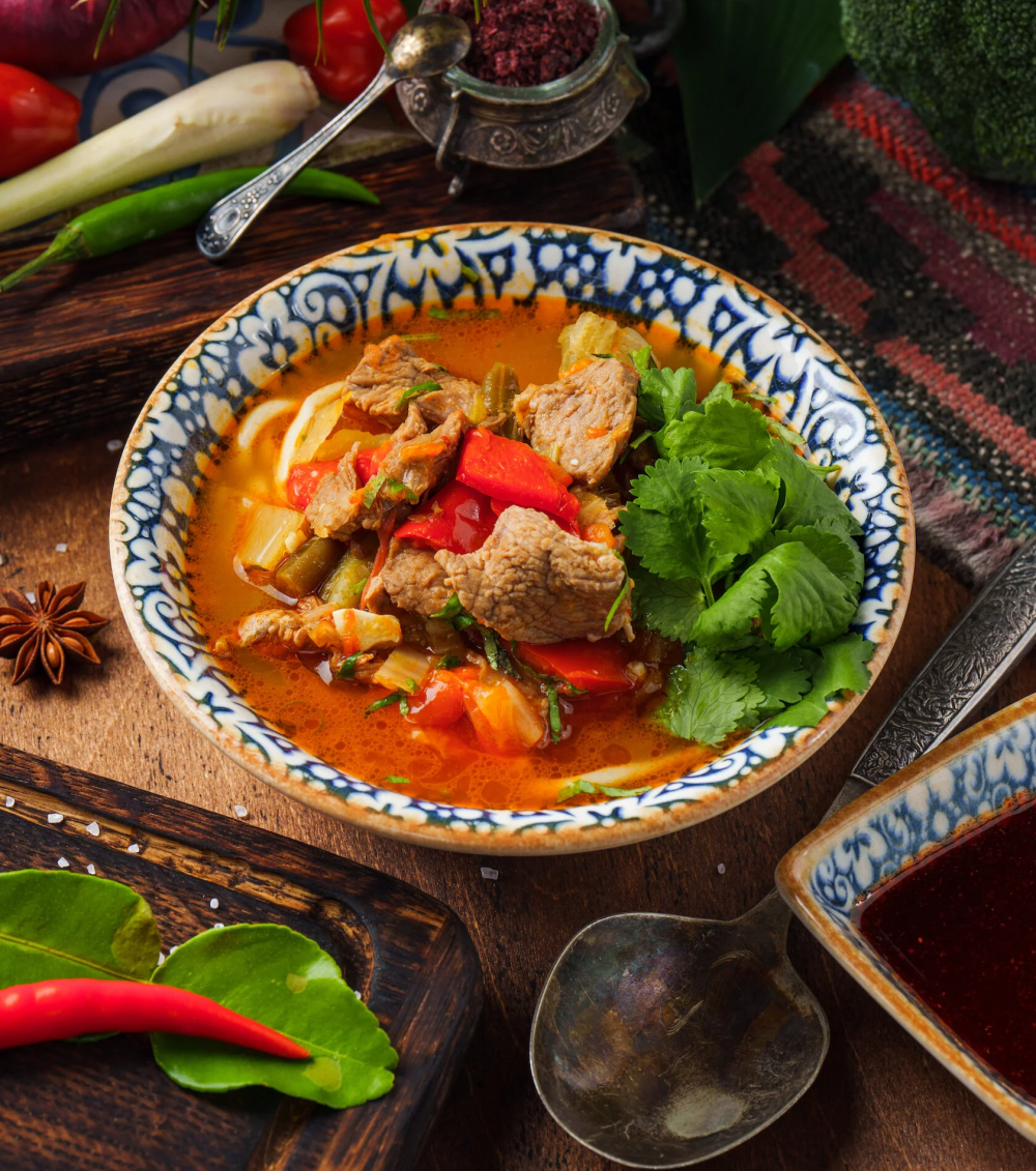 Лагман из телятины с домашней лапшой