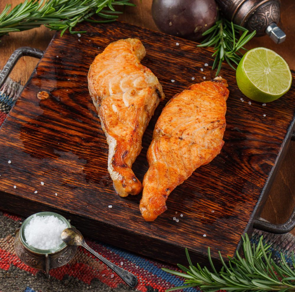 Стейк из семги на мангале