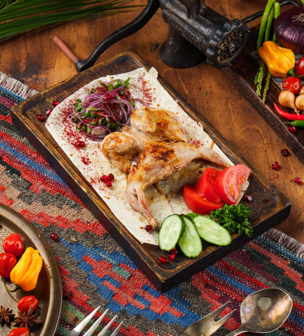 Шашлык из перепелки с овощами