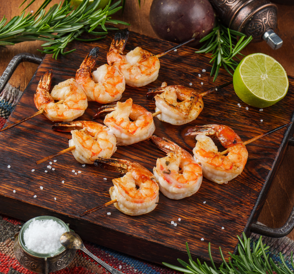 Шашлык из тигровых креветок