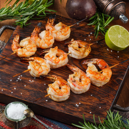 Шашлык из тигровых креветок