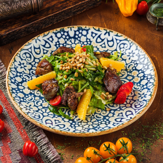 салат с куриной печенью и кабачками