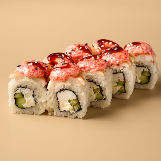 Запеченный ролл сливочный с креветкой