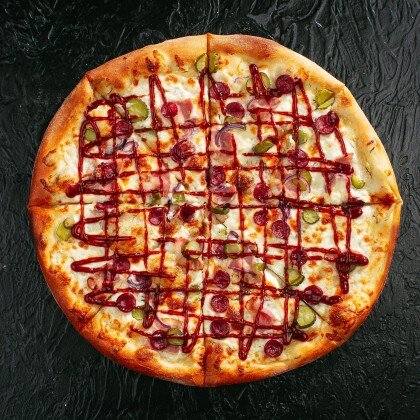 Пицца "BBQ с охотничьими колбасками"