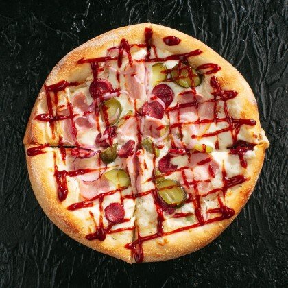 Пицца "Мини BBQ с охотничьими колбасками"