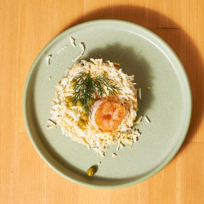 Салат Оливье с креветкой